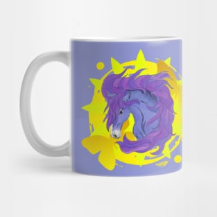 Purple Horse with Yellow Butterflies Mug